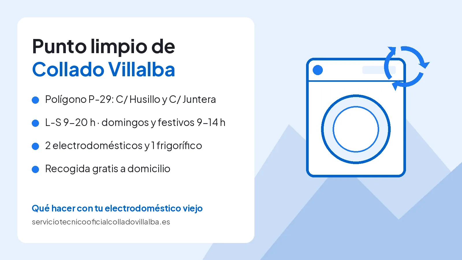 Punto limpio de Collado Villalba: dirección en el polígono P-29, horario y límites para electrodomésticos